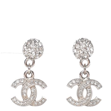 small silver chanel earrings|Chanel double c drop earrings.